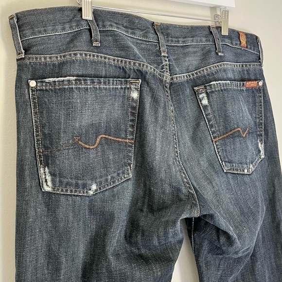 7 For All Mankind Men’s Austyn Straight Leg Distressed Jeans Medium Wash Blue 38 - Picture 4 of 9